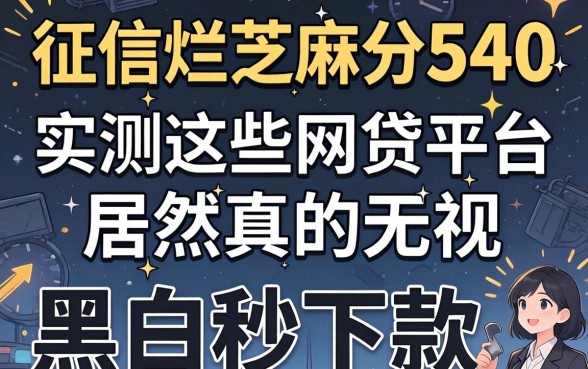 我征信烂芝麻分540，实测这些网贷平台居然真的无视黑白秒下款