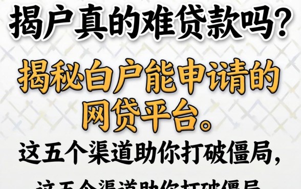白户真的难贷款吗?揭秘白户能申请的网贷平台,这五个渠道助你打破僵局