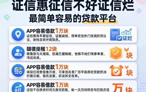 征信黑征信不好征信烂最简单容易的贷款平台，详细阐述五个APP容易借款1万块的平台