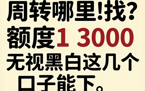 急需周转哪里找？额度1 3000无视黑白这几个口子能下