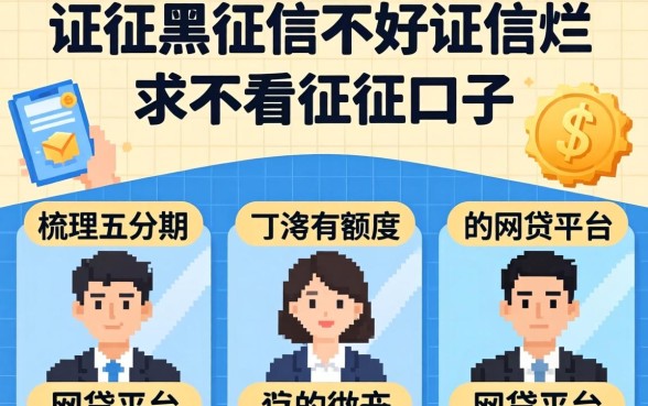 征信黑征信不好征信烂求不看征信的口子，梳理五个分期有额度的网贷平台