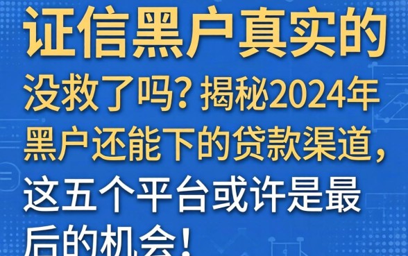 征信黑户真的没救了吗？揭秘2024年黑户还能下的贷款渠道，这五个平台或许是最后的机会！