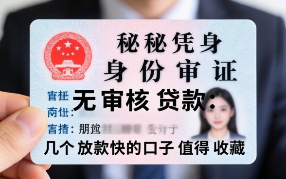 揭秘凭身份证无审核贷款:这几个放款快的口子值得收藏
