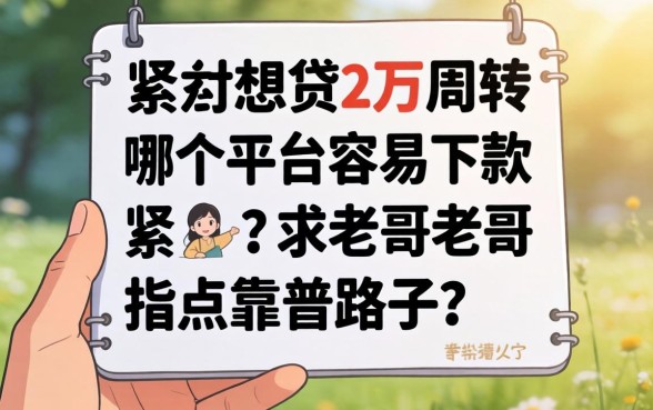 手头紧想贷2万周转,哪个平台容易下款?求老哥指点靠谱路子!