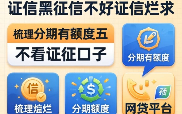 征信黑征信不好征信烂求不看征信的口子，梳理五个分期有额度的网贷平台