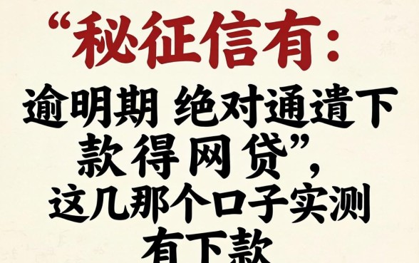 揭秘征信有逾期绝对通过下款得网贷，这几个口子实测有下款