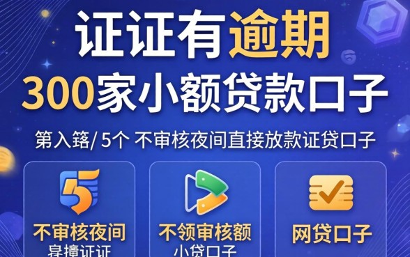 征信有逾期300家小额贷款口子,详尽说明5个不审核夜间直接放款的网贷口子