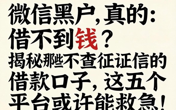 微信黑户真的借不到钱？揭秘那些不查征信的借款口子，这五个平台或许能救急！