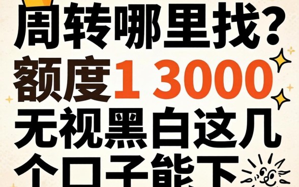 急需周转哪里找？额度1 3000无视黑白这几个口子能下