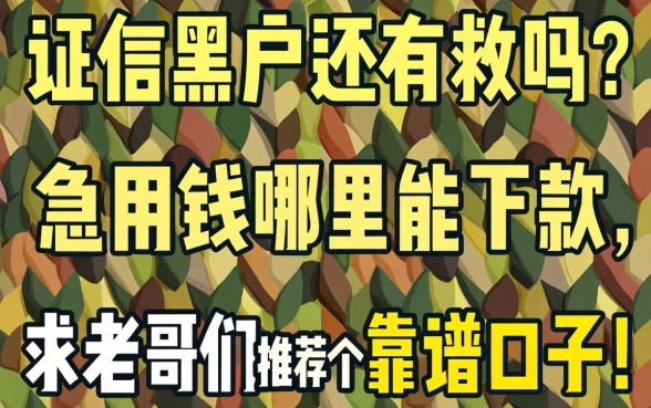 征信黑户还有救吗?急用钱哪里能下款,求老哥们推荐个靠谱口子!