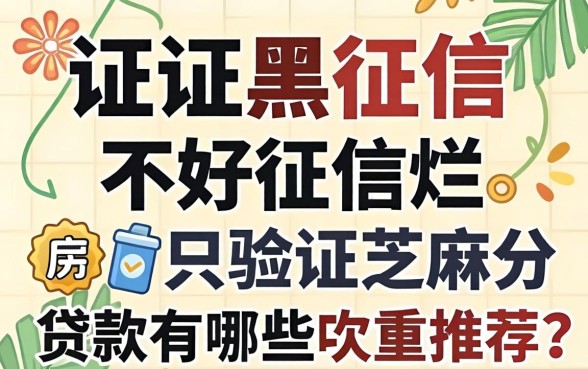 征信黑征信不好征信烂只验证芝麻分的贷款有哪些推荐