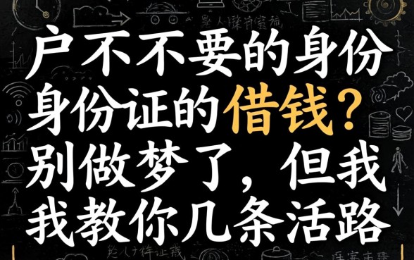 黑户不要身份证的借钱?别做梦了,但我教你几条活路