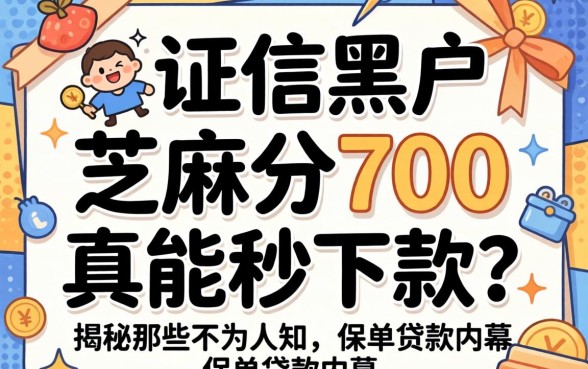 征信黑户且芝麻分700真能秒下款？揭秘那些不为人知的保单贷款内幕