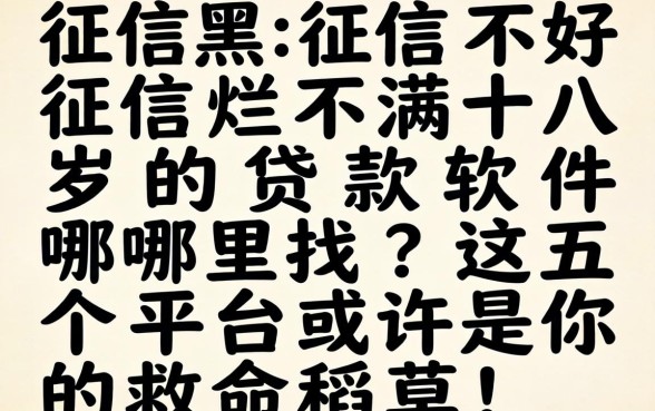 征信黑征信不好征信烂不满十八岁的贷款软件哪里找？这五个平台或许是你的救命稻草！
