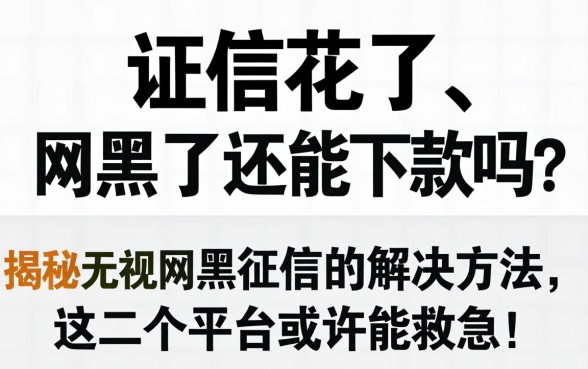 征信花了、网黑了还能下款吗？揭秘无视网黑征信的解决方法，这几个平台或许能救急！