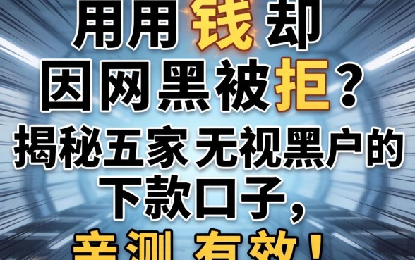 急用钱却因网黑被拒？揭秘五家无视黑户的下款口子，亲测有效！