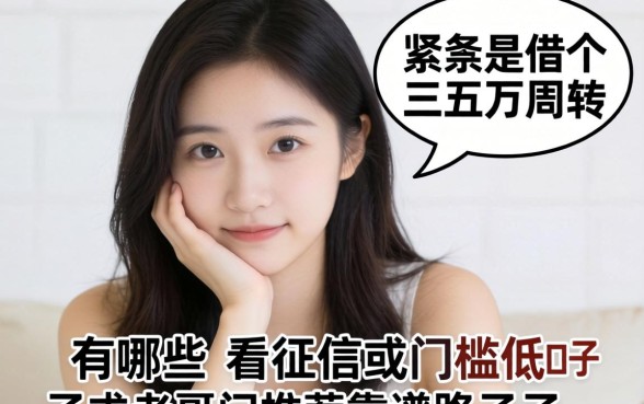 手头紧想借个三五万周转,有哪些不看征信或者门槛低的口子?求老哥们推荐靠谱路子!