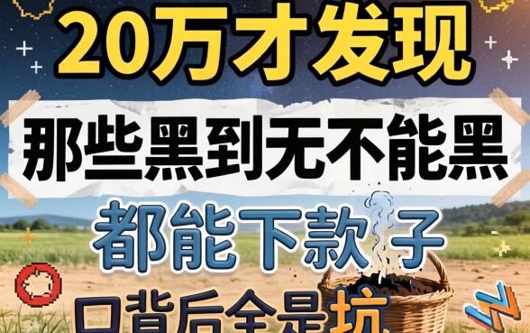 我借了20万才发现,那些黑到不能再黑都能下款的口子背后全是坑