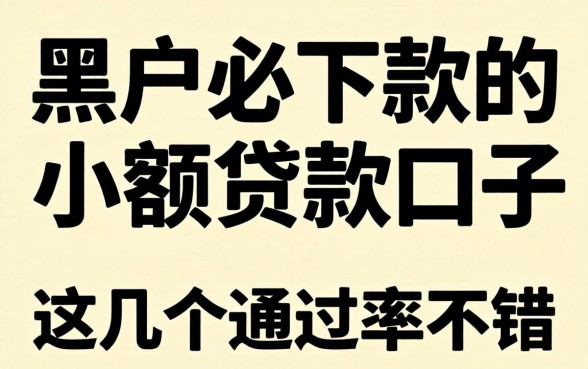 揭秘2026年黑户必下款的小额贷款口子，这几个通过率不错