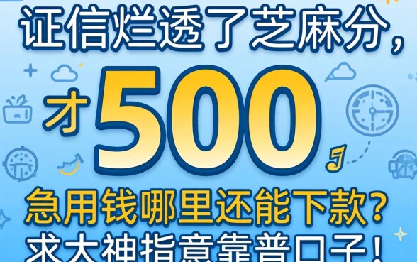 征信烂透了芝麻分才500，急用钱哪里还能下款？求大神指点靠谱口子！
