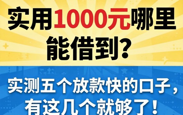 急用1000元哪里能借到?实测五个放款快的口子,有这几个就够了!