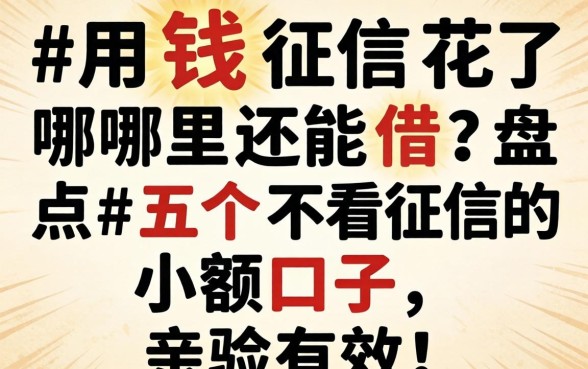 急用钱征信花了哪里还能借？盘点五个不看征信的小额口子，亲测有效！