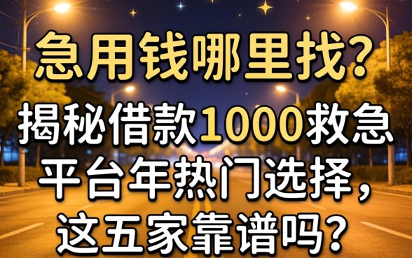 深夜急用钱哪里找？揭秘借款1000救急的平台2026年热门选择，这五家靠谱吗？